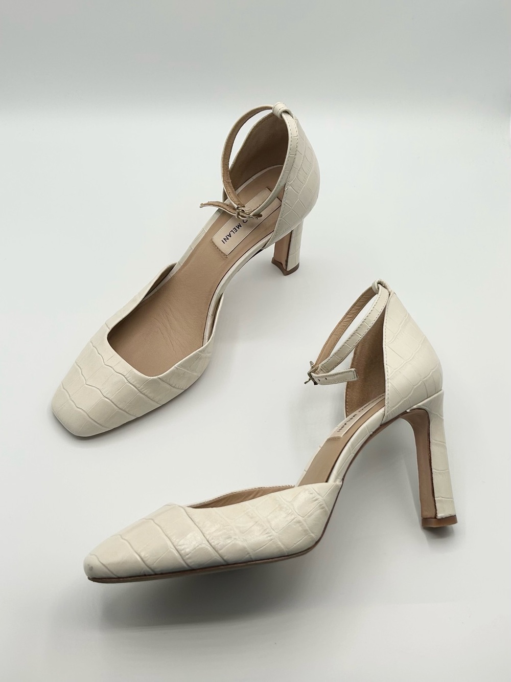 Antonio Melani Ivory Cream Leather Square Toe Heels Women’s Size 8